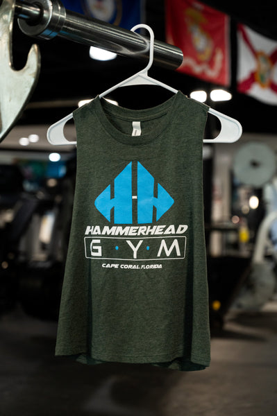 Womens Cropped Racerback Tank w/ Hammerhead Logo